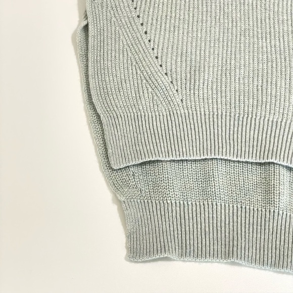 Lululemon Seva Sweater Merino Wool Pointelle Knit High Low Pullover Minty Grey 4 - Picture 12 of 14
